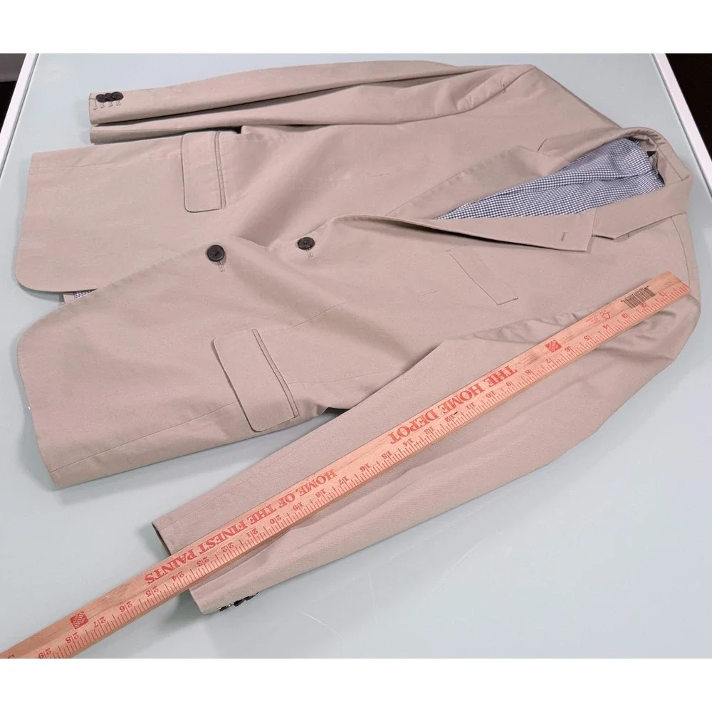 BANANA REPUBLIC Solid Khaki Cotton Blend Mens Sport Coat Blazer - 44 Regular